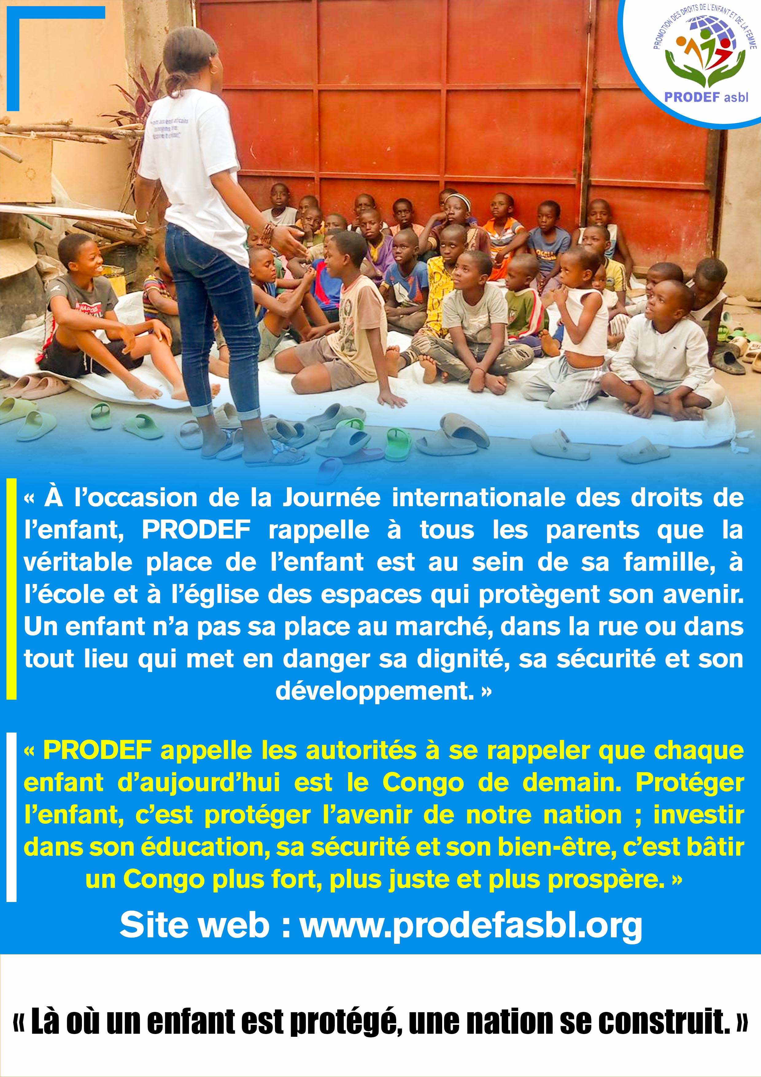 la sensibilisation de la journée international des droits de l'enfant